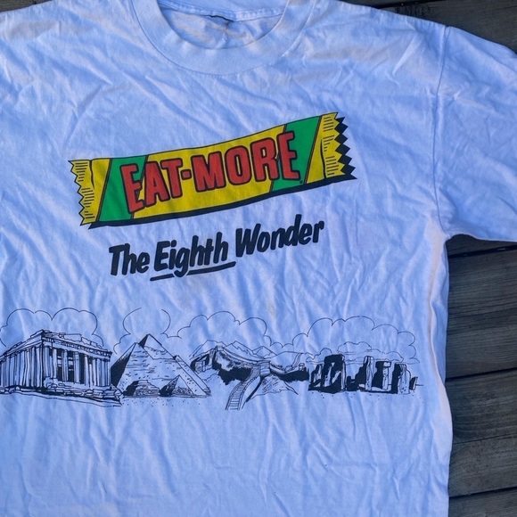 Vintage 1991 Eat More Chocolate Bar Promo T Shirt White Single Stitch - Picture 4 of 8